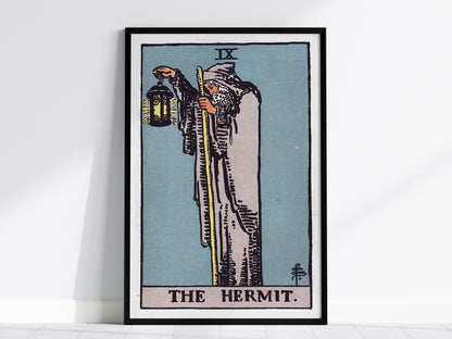 The Hermit Poster | Tarot Art Print — framed print on the wall, 24x36 in