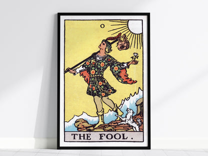 The Fool Poster | Tarot Art Print — framed print on the wall, 24x36 in