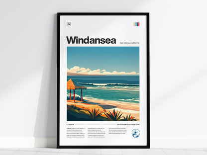 Windansea Poster | Surf Art Print — framed print on the wall, 24x36 in