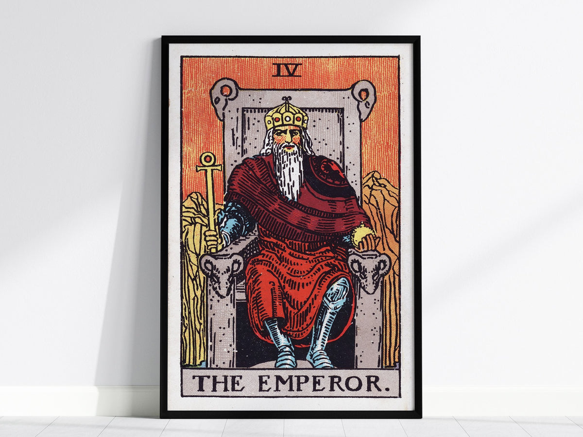 The Emperor Poster | Tarot Art Print — framed print on the wall, 24x36 in