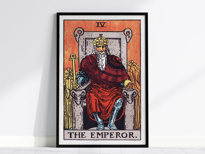 The Emperor Poster | Tarot Art Print — framed print on the wall, 24x36 in