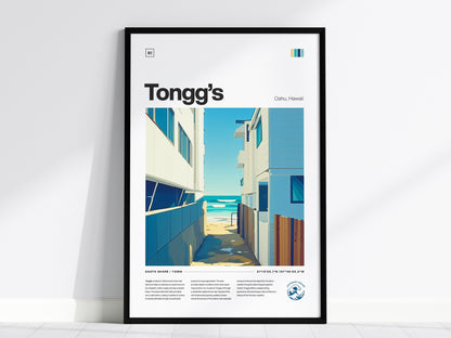 Tonggs Poster | Surf Art Print — framed print on the wall, 24x36 in