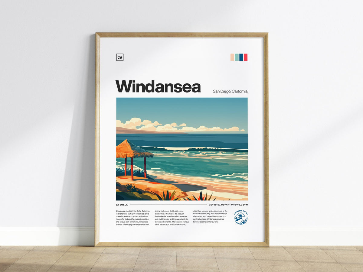 Windansea Poster | Surf Art Print — framed print on the wall