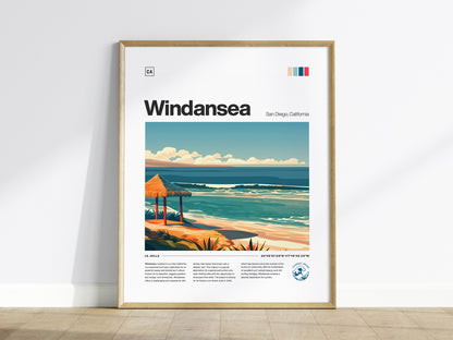 Windansea Poster | Surf Art Print — framed print on the wall