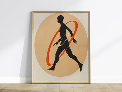 Hula Loop Poster | Coral and Orange Minimalism Art Print | Minimalist Wall Art — framed print on the wall