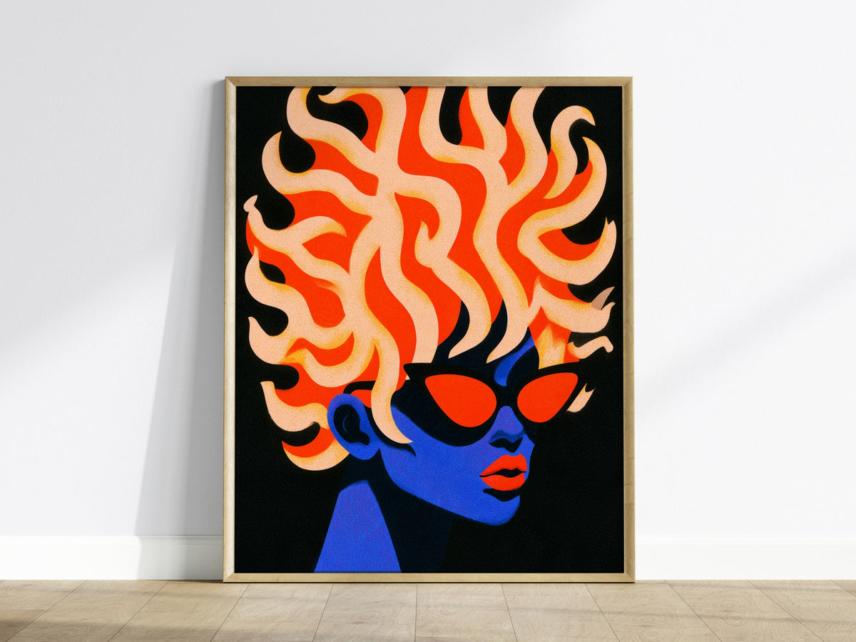 Skull Melts Colors Poster | Rainbow and Black Illustrative Art Print | Goth Wall Art — framed print on the wall