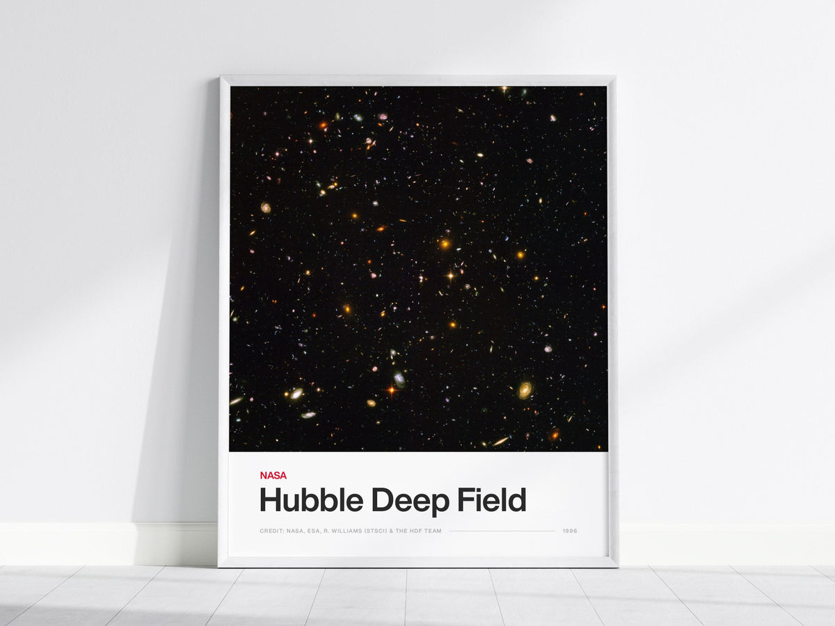 Hubble Deep Field Poster | Nasa Art Print — framed print on the wall