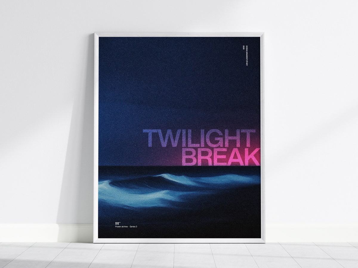 Twilight Break Poster | Exhibit Art Print — framed print on the wall