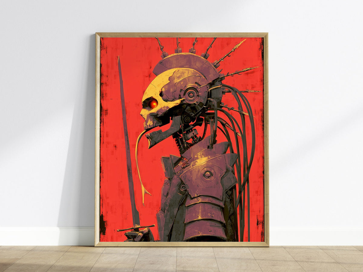 Cyberpunk Death Poster | Tarot Art Print — framed print on the wall