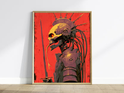 Cyberpunk Death Poster | Tarot Art Print — framed print on the wall