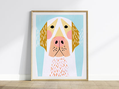 Golden Ears Poster | Mustard and Pink Illustrative Art Print | Kids Room Wall Art — framed print on the wall