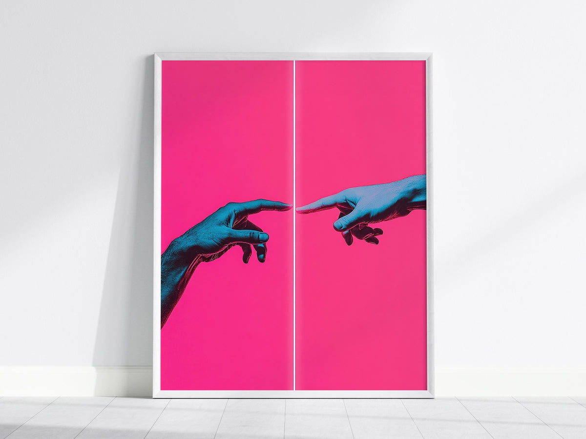 Neon Michelangelo Poster | Artistic Art Print — framed print on the wall