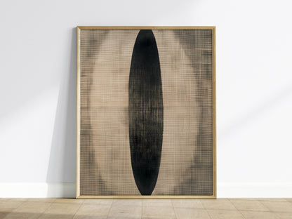 Gradient Ellipse Poster | Black and Grey Minimalism Art Print | Minimalist Wall Art — framed print on the wall