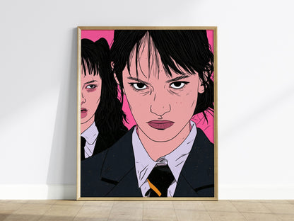 Mean Girls Stand Poster | Green and Gold Illustrative Art Print | Dark Academia Wall Art — framed print on the wall
