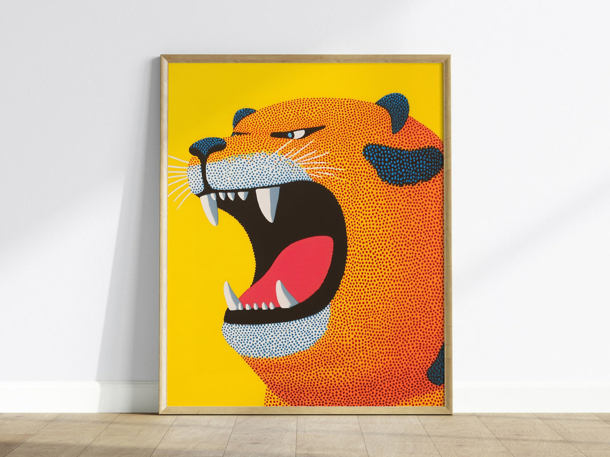Roaring Tiger Poster | Kids Art Print — framed print on the wall