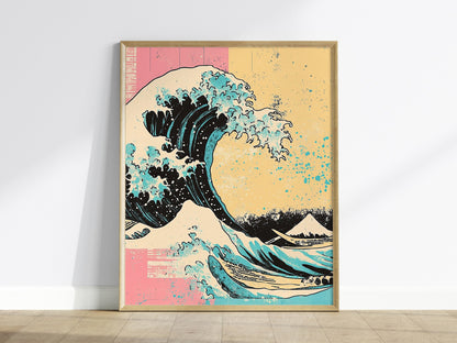 Hokusai Wave - Pop Poster | Travel Art Print — framed print on the wall
