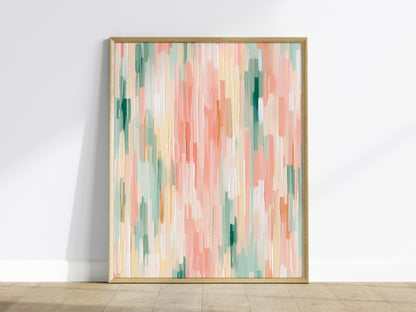 Drifting Color Fields Poster | Rose and Sage Oil Painting Art Print | Minimalist Wall Art — framed print on the wall