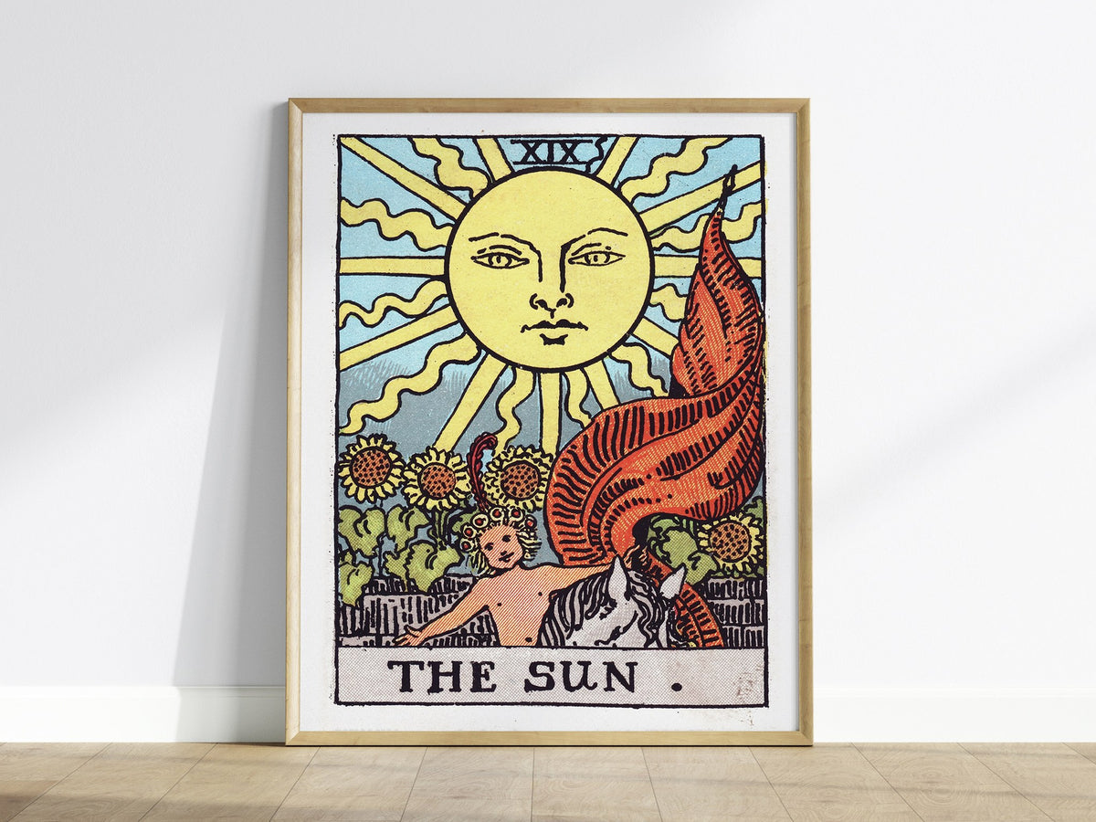 The Sun Poster | Tarot Art Print — framed print on the wall