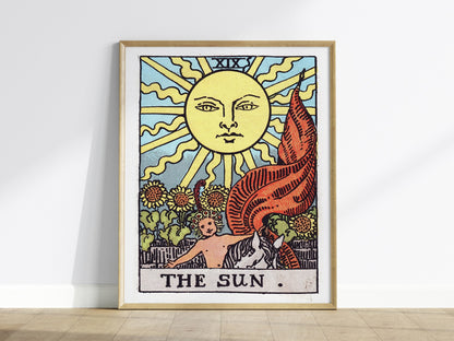 The Sun Poster | Tarot Art Print — framed print on the wall