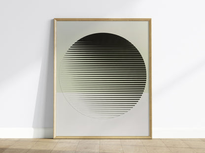 gradient-ellipse Poster | Black and White Minimalism Art Print | Minimalist Wall Art — framed print on the wall