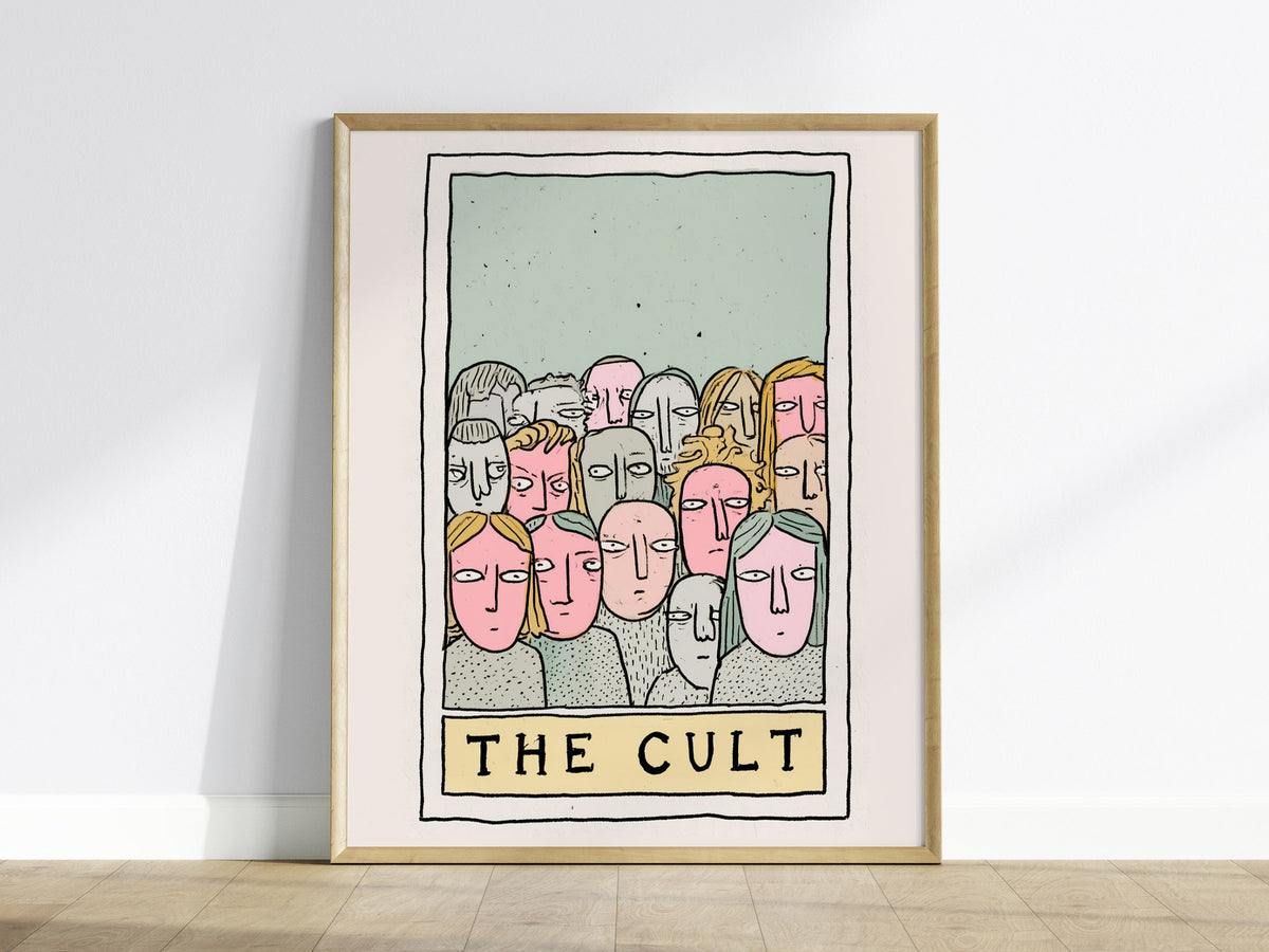 The Cult Poster | Sage and Dusty Pen and Ink Art Print | Tarot Wall Art — framed print on the wall