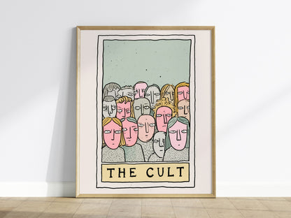 The Cult Poster | Sage and Dusty Pen and Ink Art Print | Tarot Wall Art — framed print on the wall