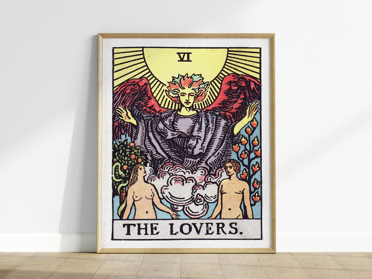 The Lovers Poster | Tarot Art Print — framed print on the wall