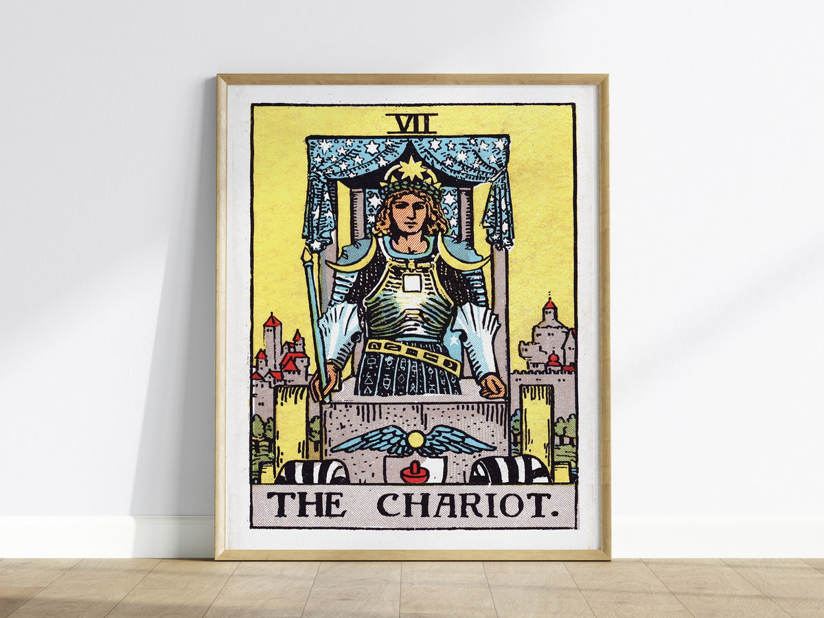The Chariot Poster | Tarot Art Print — framed print on the wall