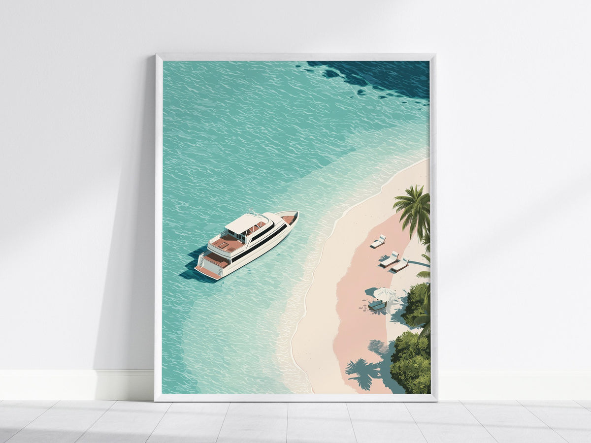 Luxury Yacht Poster | Liminal Art Print — framed print on the wall