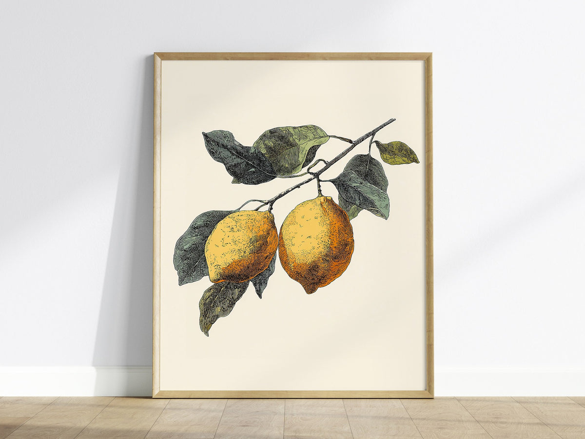 Lemons 01 Poster | Floral and Plants Art Print — framed print on the wall