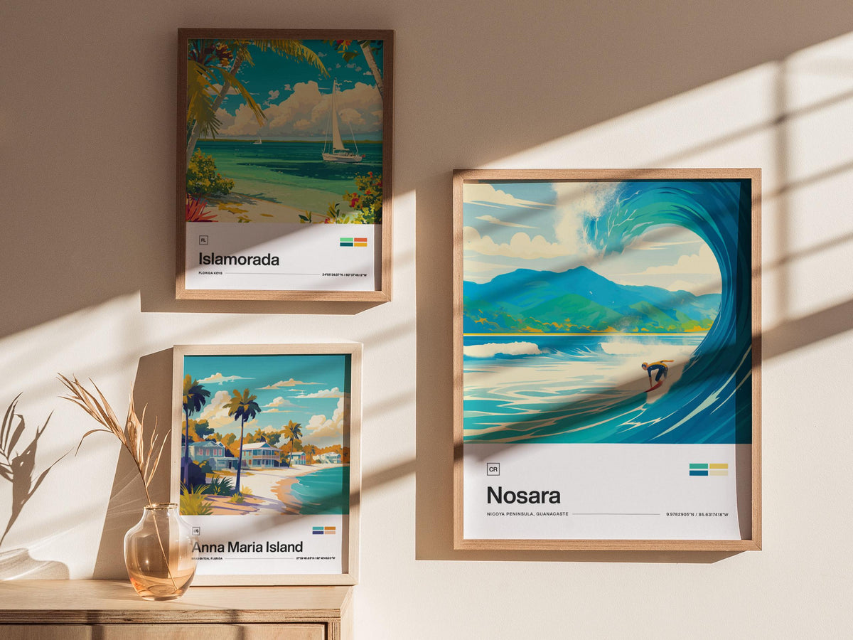 Nosara Costa Rica Surf Poster | Artistic Art Print — view 5
