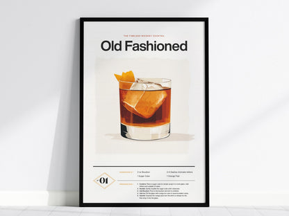 Old Fashioned Cocktail Recipe Poster | Artistic Art Print