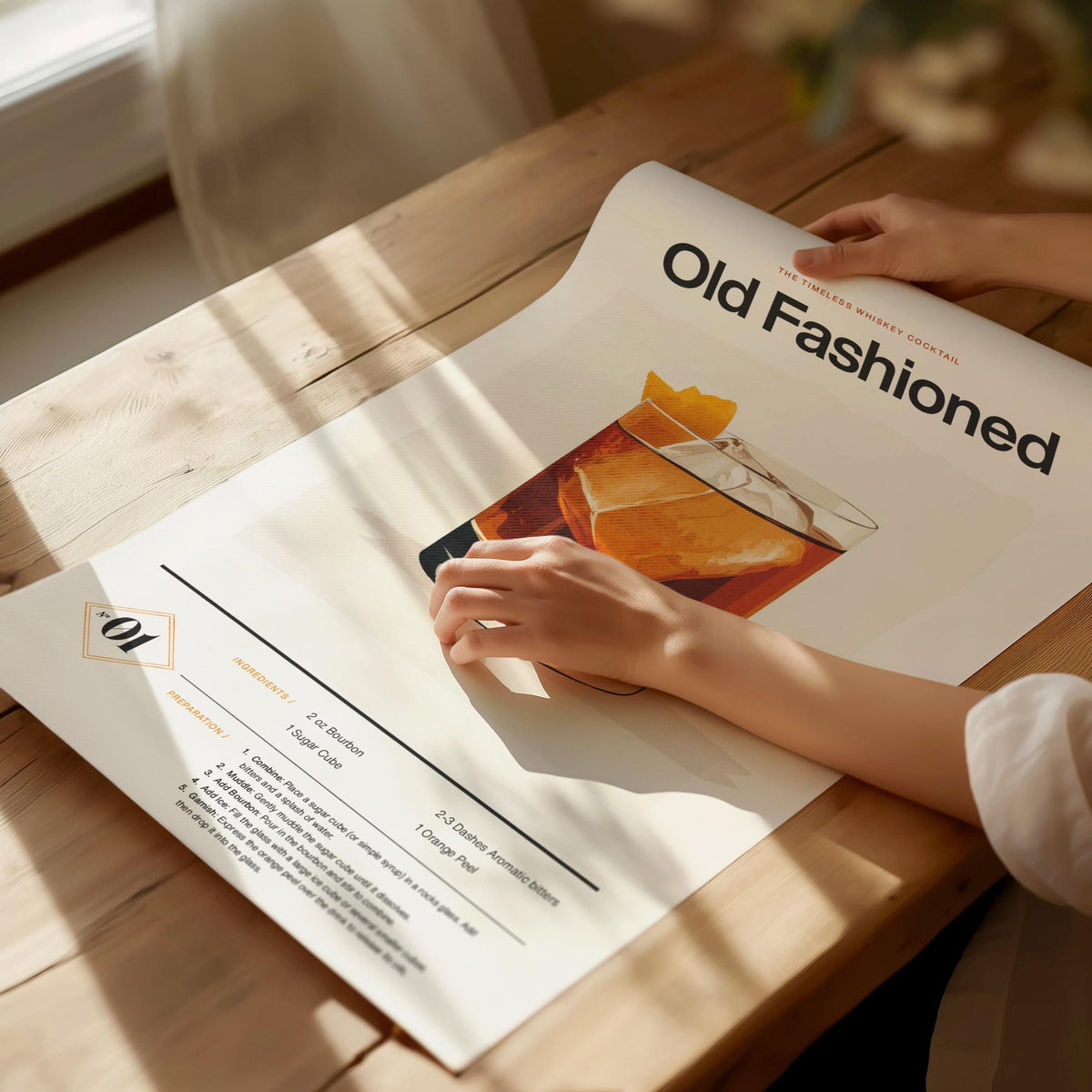 Old Fashioned Cocktail Recipe Poster | Artistic Art Print — view 4