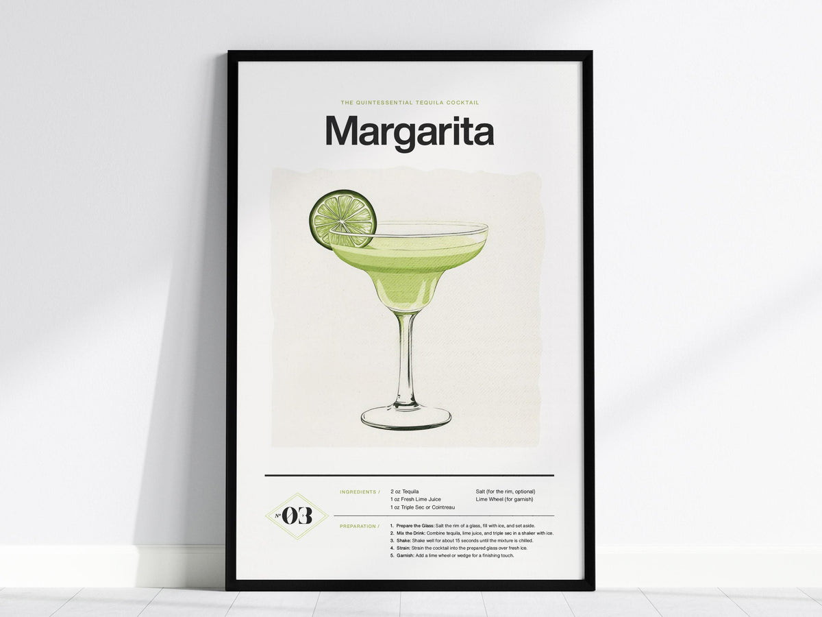 Margarita Cocktail Recipe Poster | Artistic Art Print