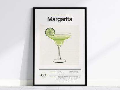 Margarita Cocktail Recipe Poster | Artistic Art Print