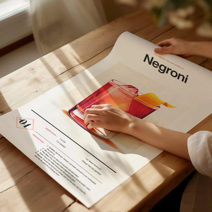 Negroni Cocktail Recipe Poster | Artistic Art Print — view 4