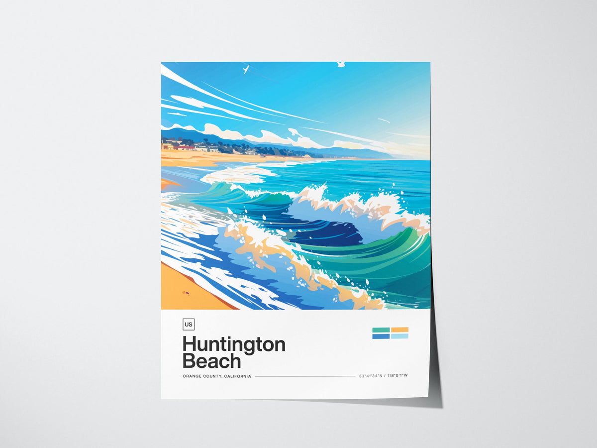 Huntington Beach Surf Poster | Artistic Art Print — view 3