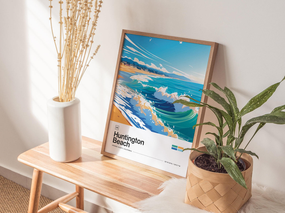 Huntington Beach Surf Poster | Artistic Art Print — view 6