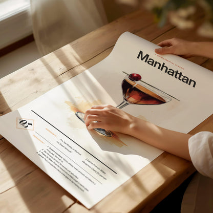 Manhattan Cocktail Recipe Poster | Artistic Art Print — view 4
