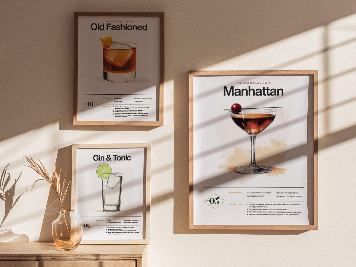 Manhattan Cocktail Recipe Poster | Artistic Art Print — view 5