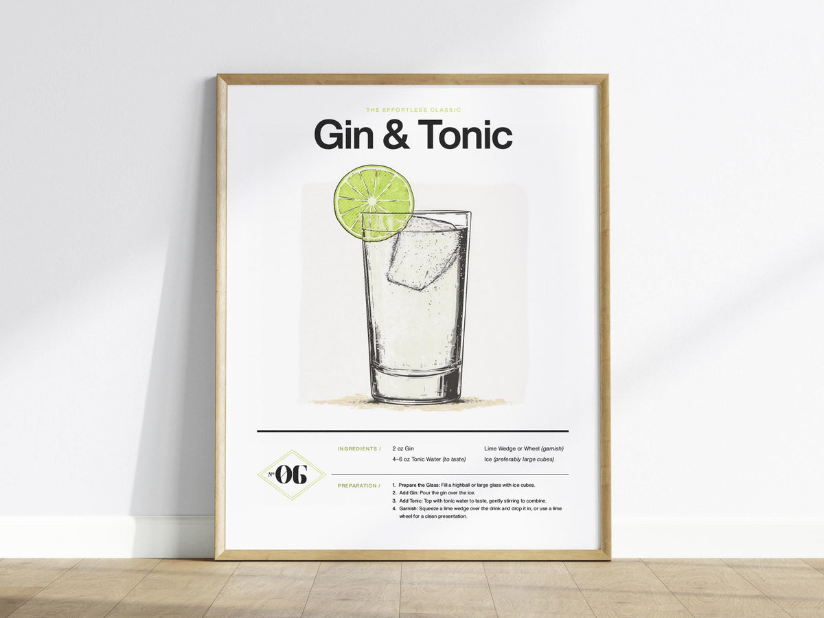 Gin & Tonic Recipe Poster | Artistic Art Print — view 2