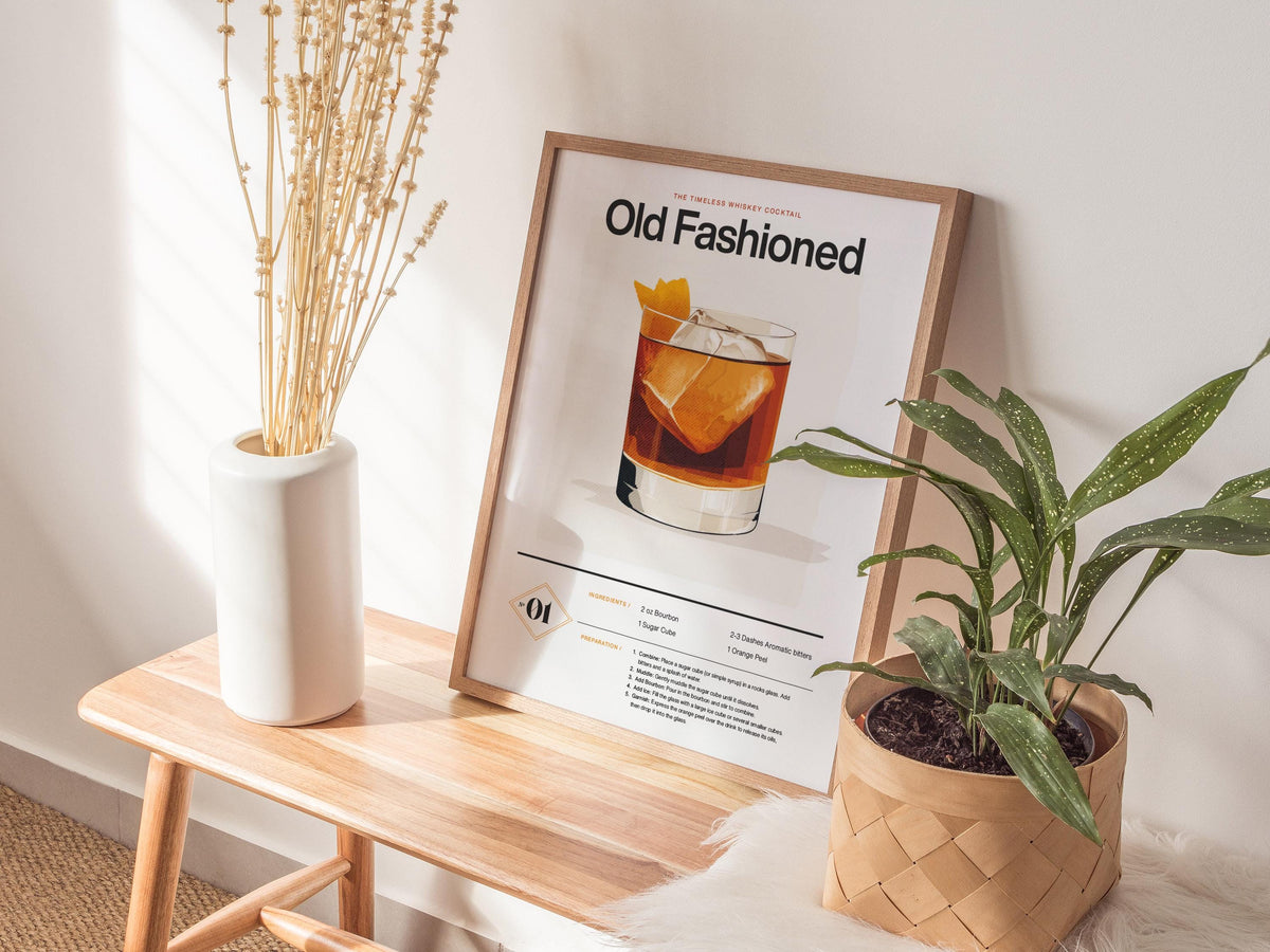 Old Fashioned Cocktail Recipe Poster | Artistic Art Print — view 6