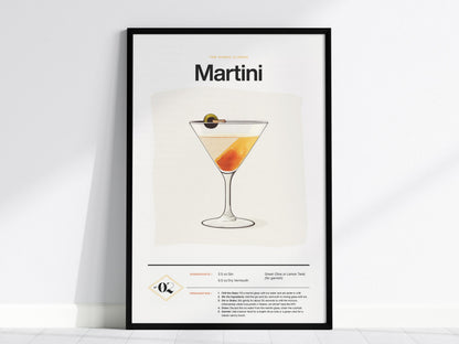 Martini Recipe Poster | Artistic Art Print