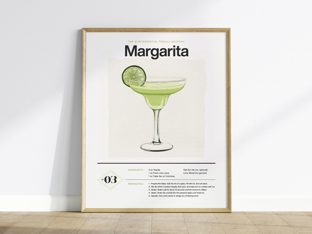 Margarita Cocktail Recipe Poster | Artistic Art Print — view 2