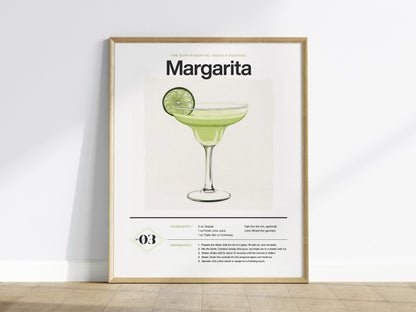 Margarita Cocktail Recipe Poster | Artistic Art Print — view 2