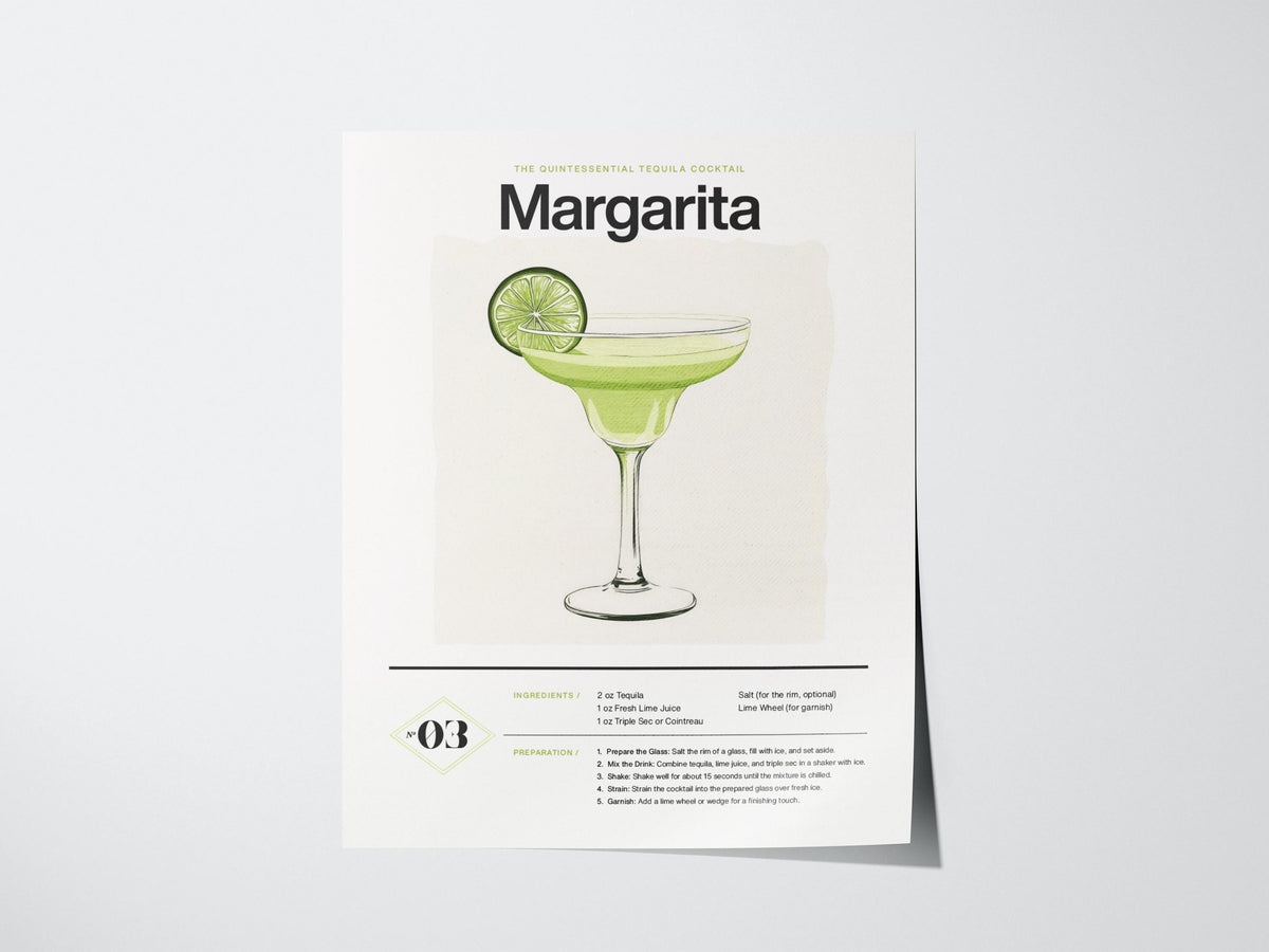 Margarita Cocktail Recipe Poster | Artistic Art Print — view 3