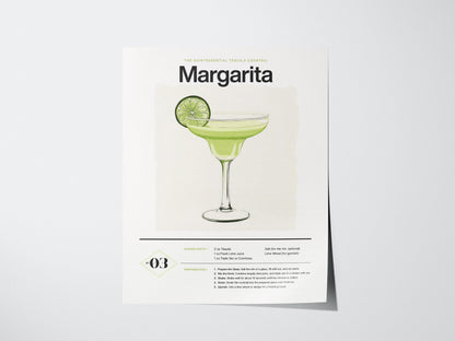 Margarita Cocktail Recipe Poster | Artistic Art Print — view 3