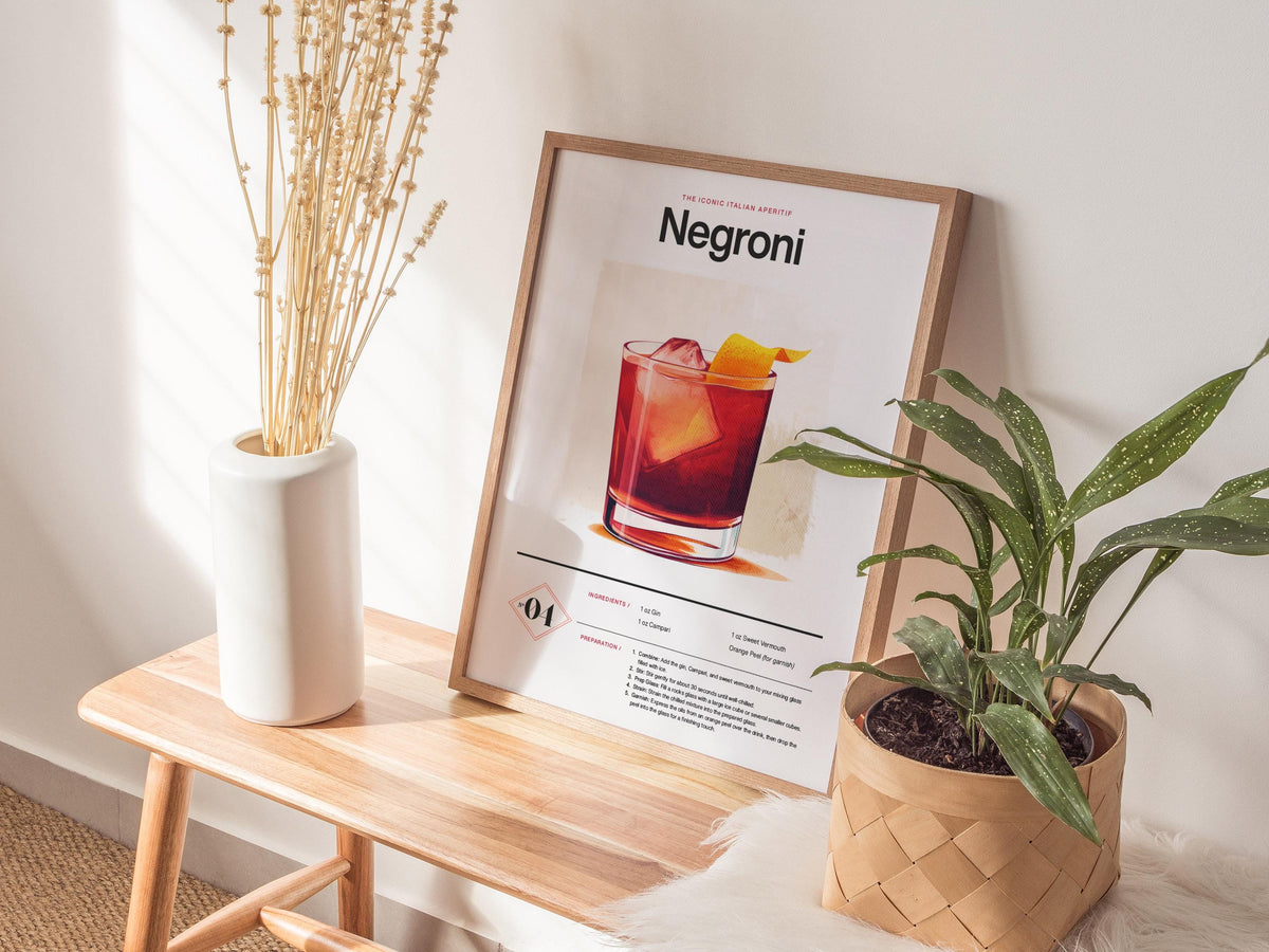 Negroni Cocktail Recipe Poster | Artistic Art Print — view 5