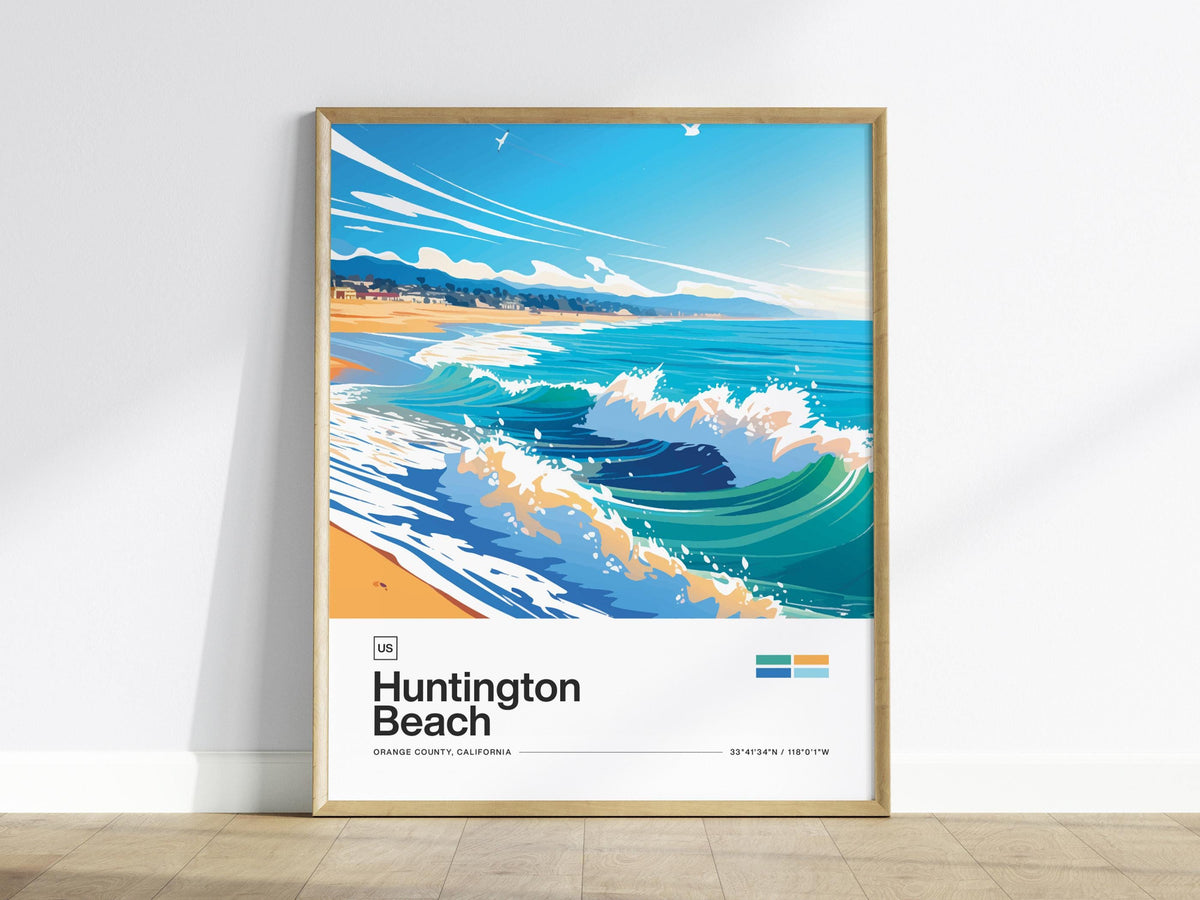 Huntington Beach Surf Poster | Artistic Art Print — view 2