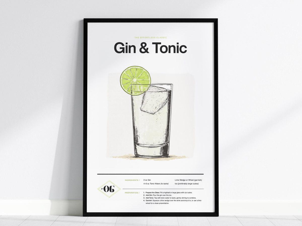 Gin & Tonic Recipe Poster | Artistic Art Print